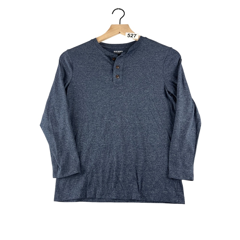 Old Navy‎ Boys Blue Heathered Long Sleeve Button Henley T-Shirt Top